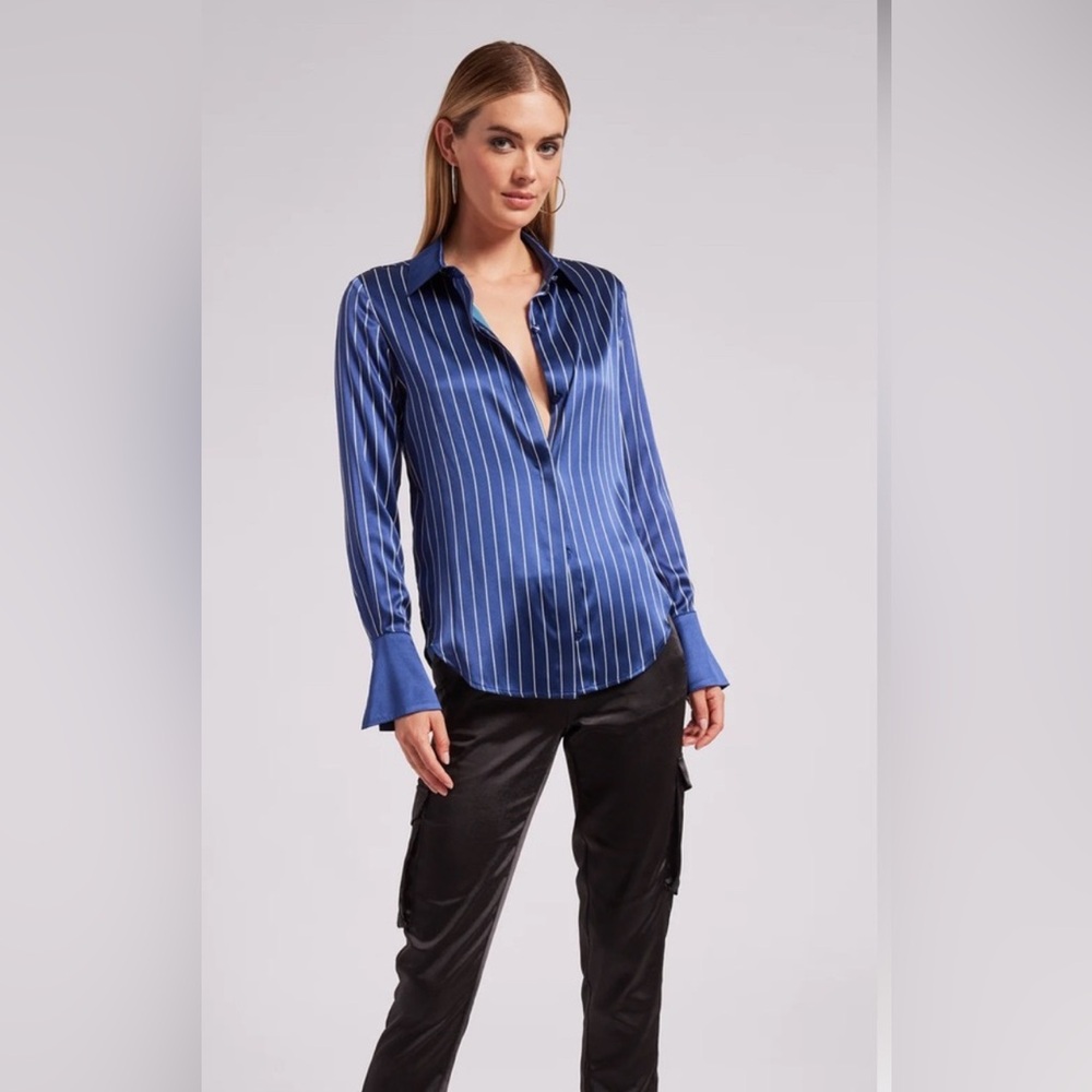 Generation Love Blue Striped Blouse